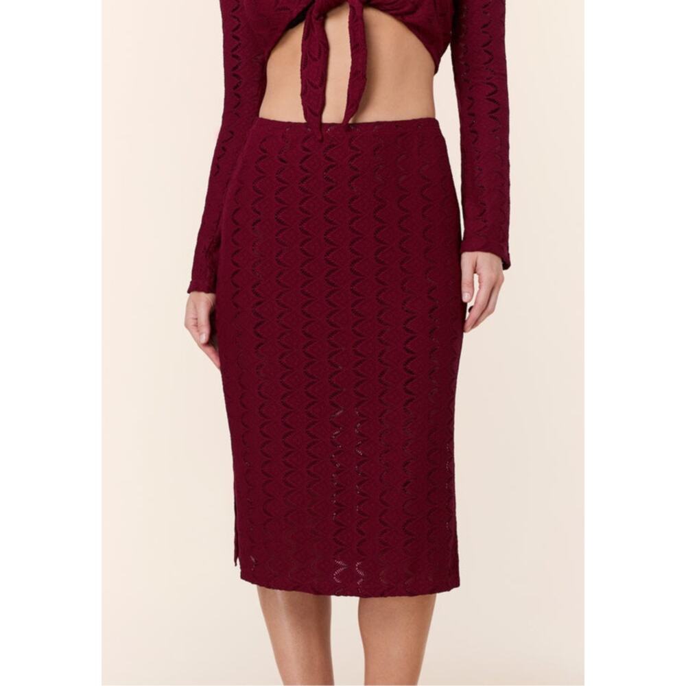 Andie Swim The Crete Coverup Skirt Scallop Crochet in Syrah Maroon Purple NWT